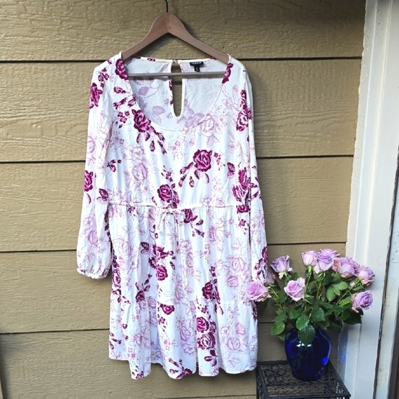Torrid Challis Floral Long Sleeve Dress White 2X - Picture 4 of 16